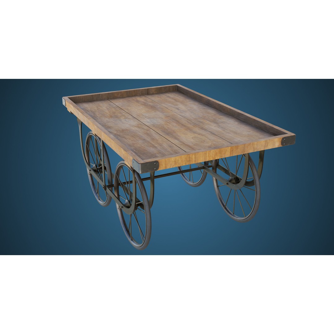 Wooden Vendor Cart 3D Model – Low-Poly Game Asset, FBX, PBR Textures - View 13