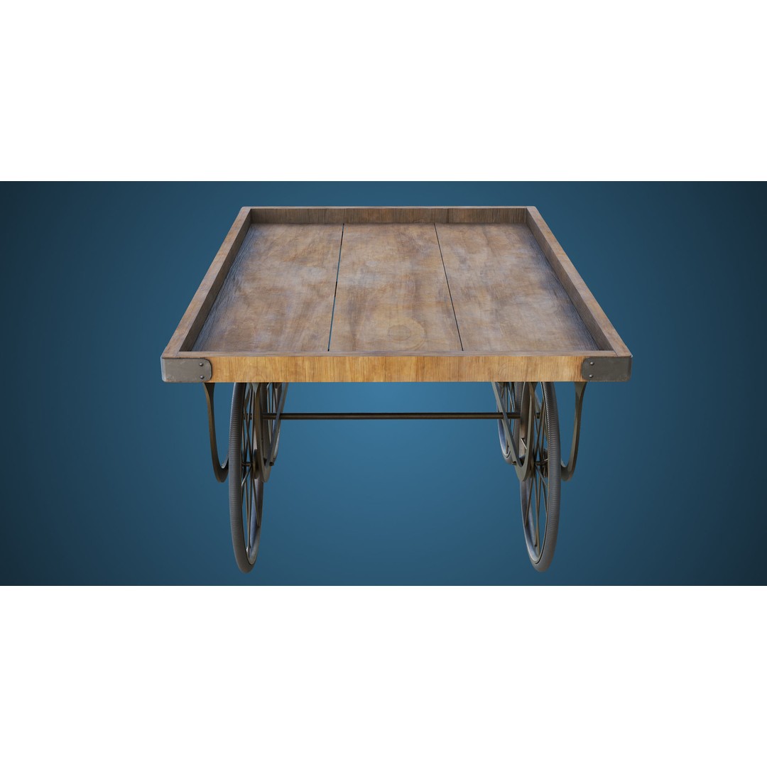 Wooden Vendor Cart 3D Model – Low-Poly Game Asset, FBX, PBR Textures - View 14