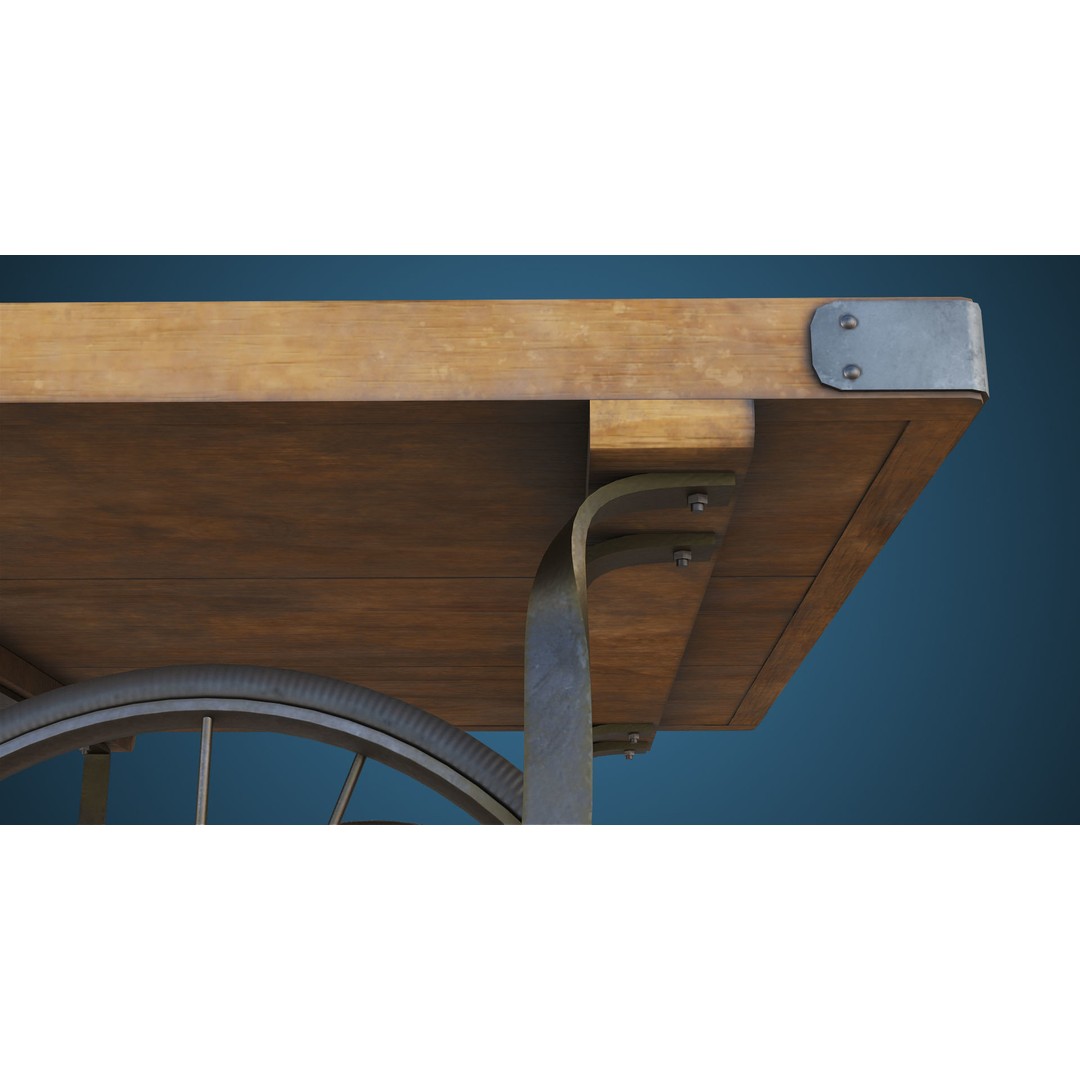 Wooden Vendor Cart 3D Model – Low-Poly Game Asset, FBX, PBR Textures - View 17
