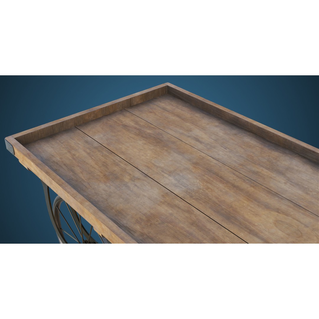 Wooden Vendor Cart 3D Model – Low-Poly Game Asset, FBX, PBR Textures - View 22