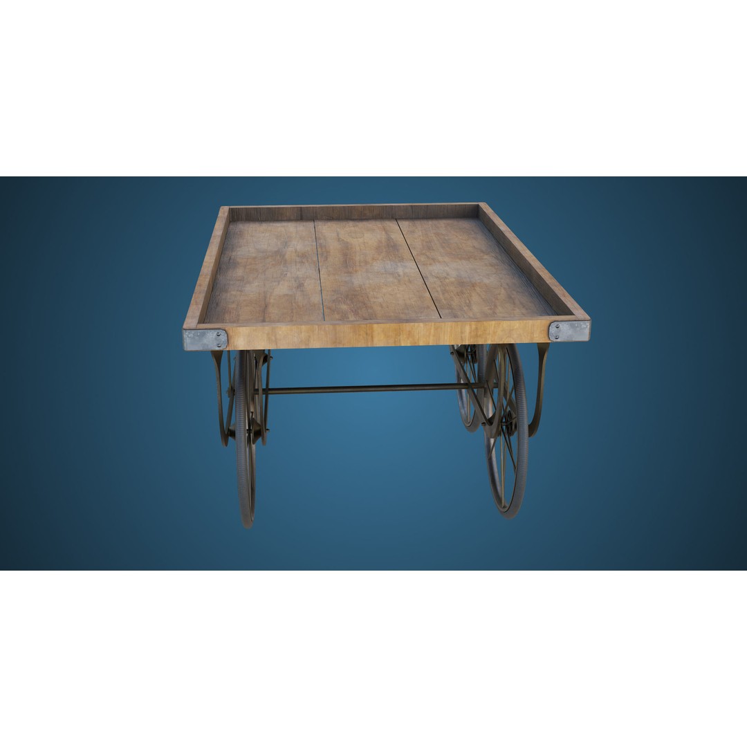 Wooden Vendor Cart 3D Model – Low-Poly Game Asset, FBX, PBR Textures - View 6