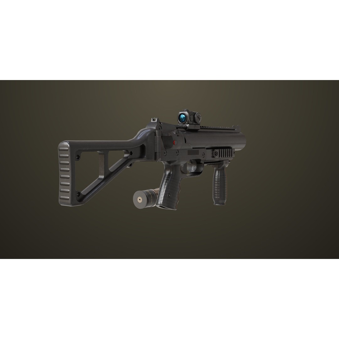 Grenade Launcher 3D Model – Low Poly PBR Game Asset for Unity & Unreal - View 10