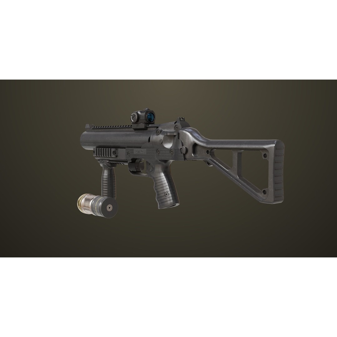 Grenade Launcher 3D Model – Low Poly PBR Game Asset for Unity & Unreal - View 11