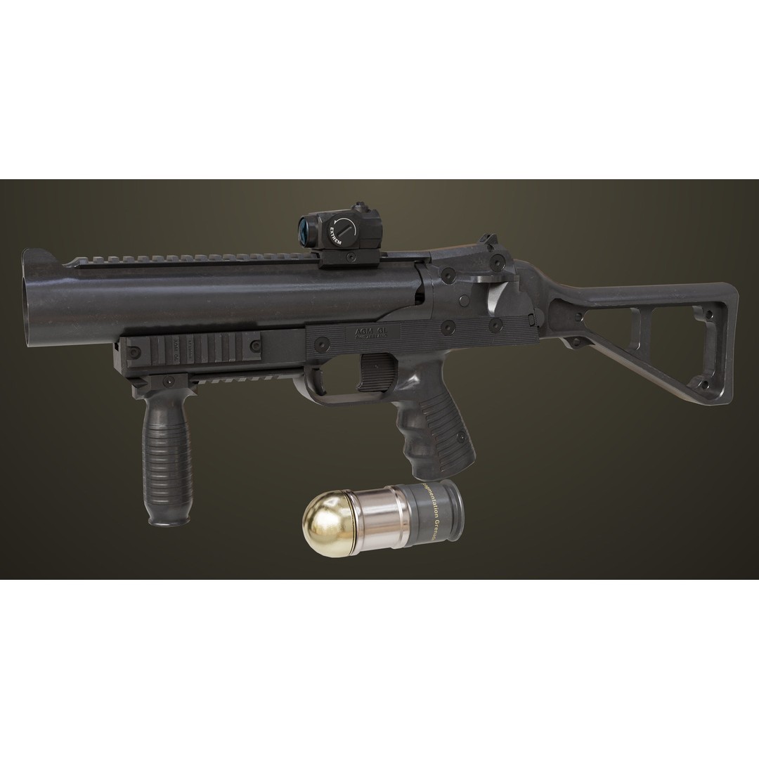 Grenade Launcher 3D Model – Low Poly PBR Game Asset for Unity & Unreal - View 12