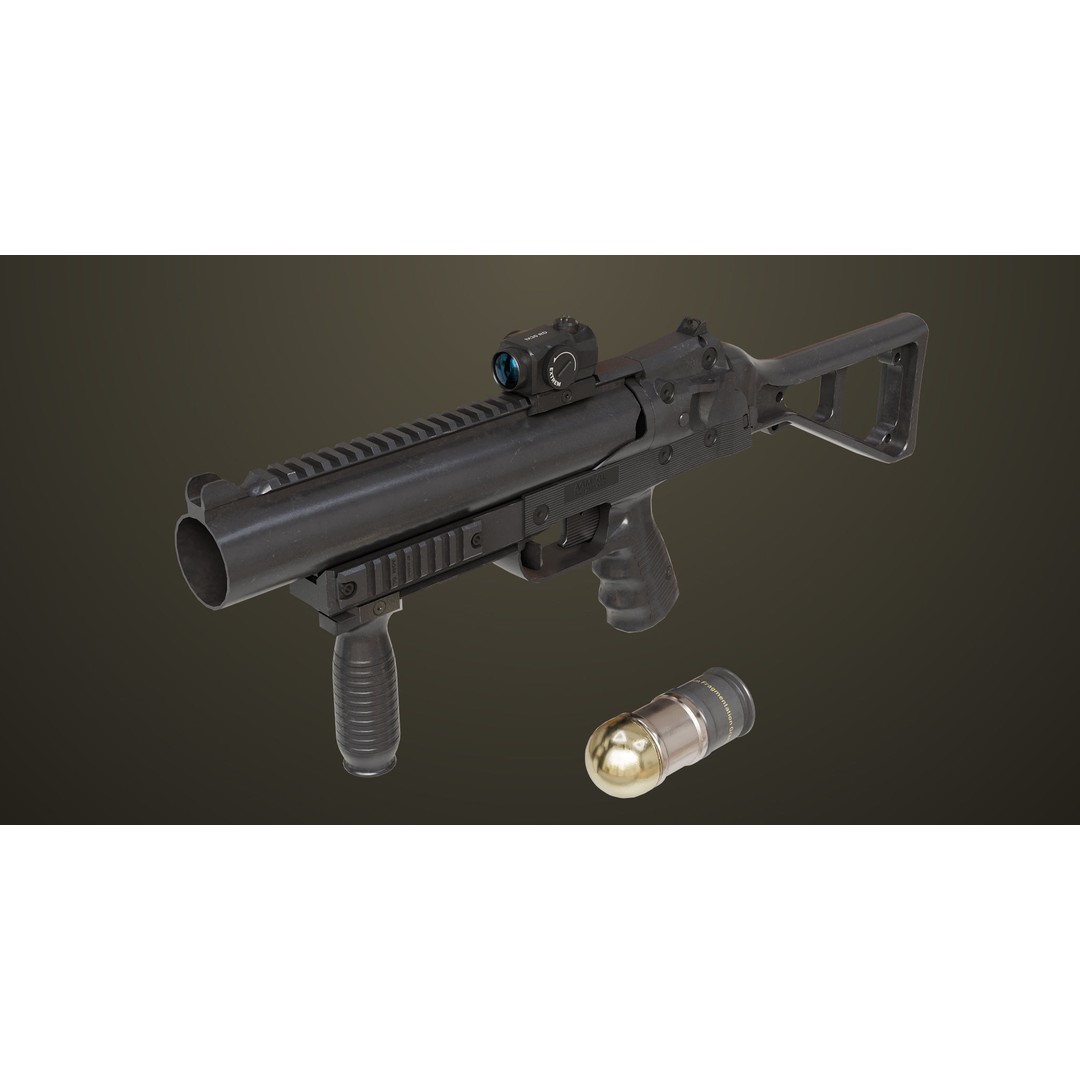 Grenade Launcher 3D Model – Low Poly PBR Game Asset for Unity & Unreal - View 16