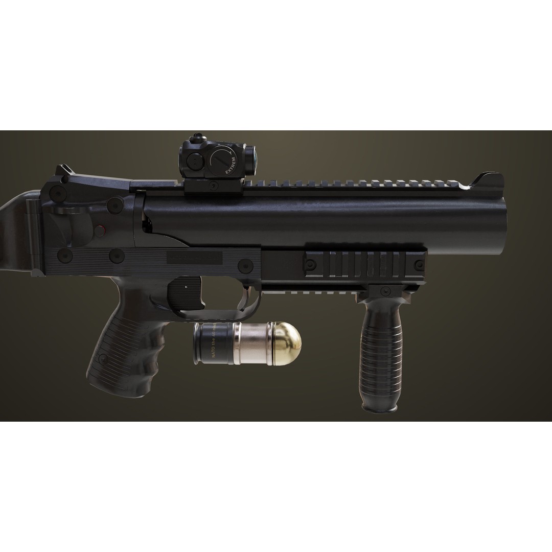 Grenade Launcher 3D Model – Low Poly PBR Game Asset for Unity & Unreal - View 19