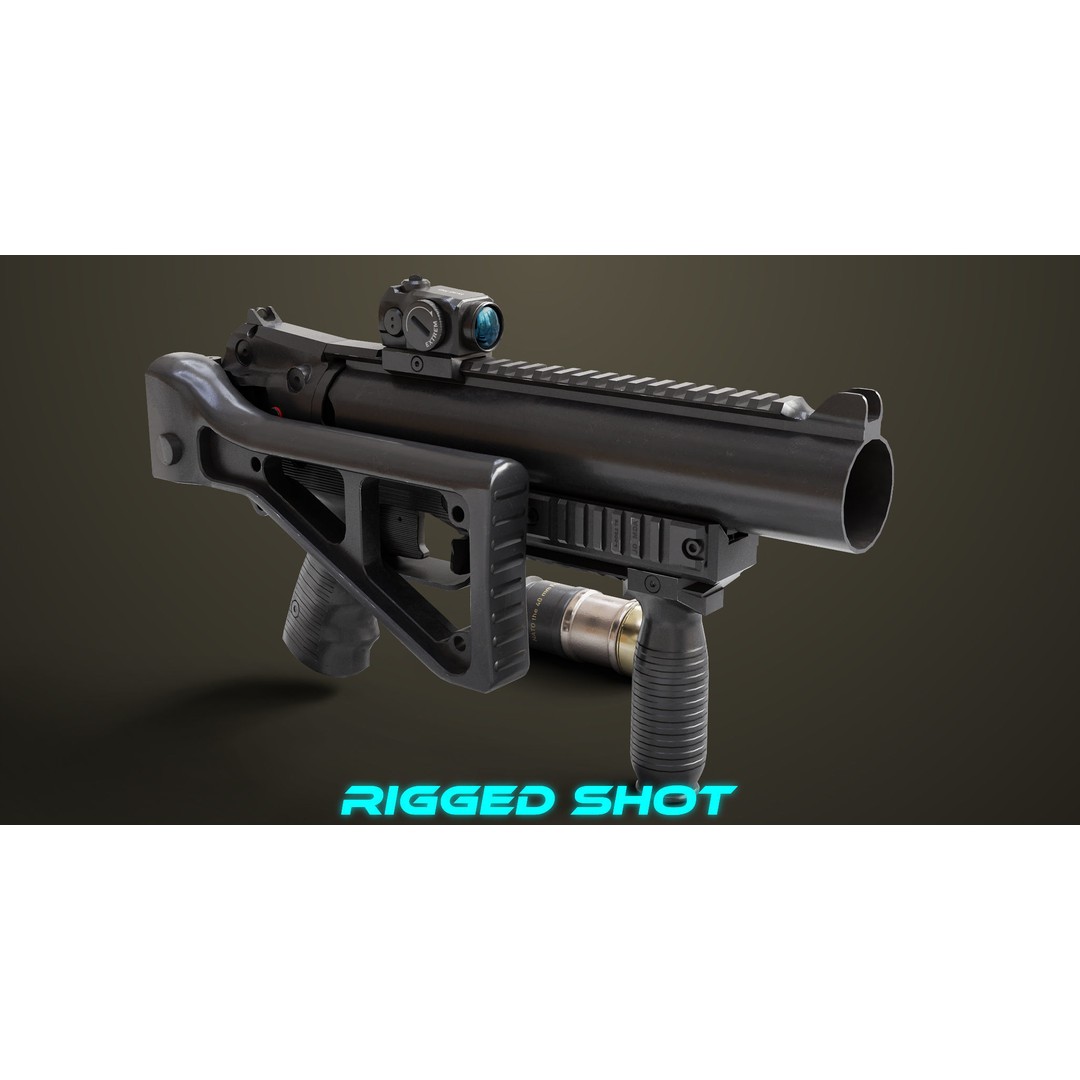 Grenade Launcher 3D Model – Low Poly PBR Game Asset for Unity & Unreal - View 22