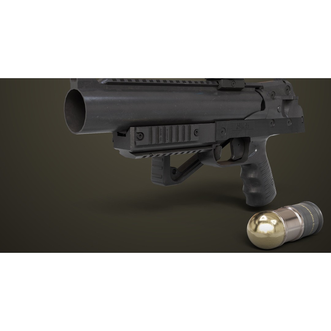 Grenade Launcher 3D Model – Low Poly PBR Game Asset for Unity & Unreal - View 26
