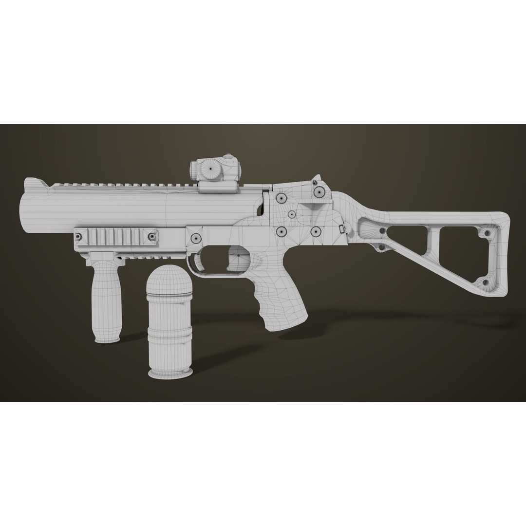 Grenade Launcher 3D Model – Low Poly PBR Game Asset for Unity & Unreal - View 29