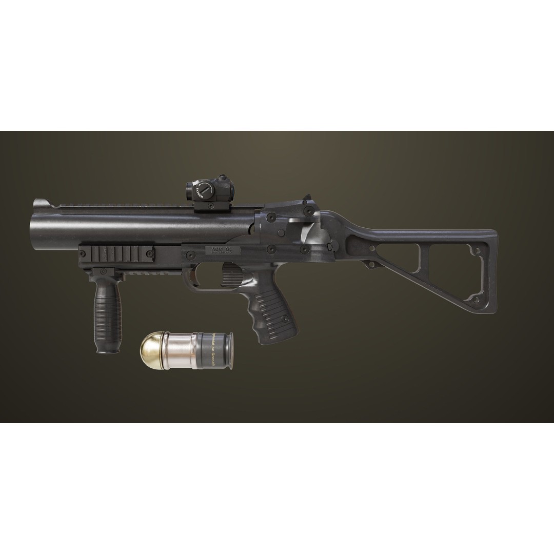 Grenade Launcher 3D Model – Low Poly PBR Game Asset for Unity & Unreal - View 3
