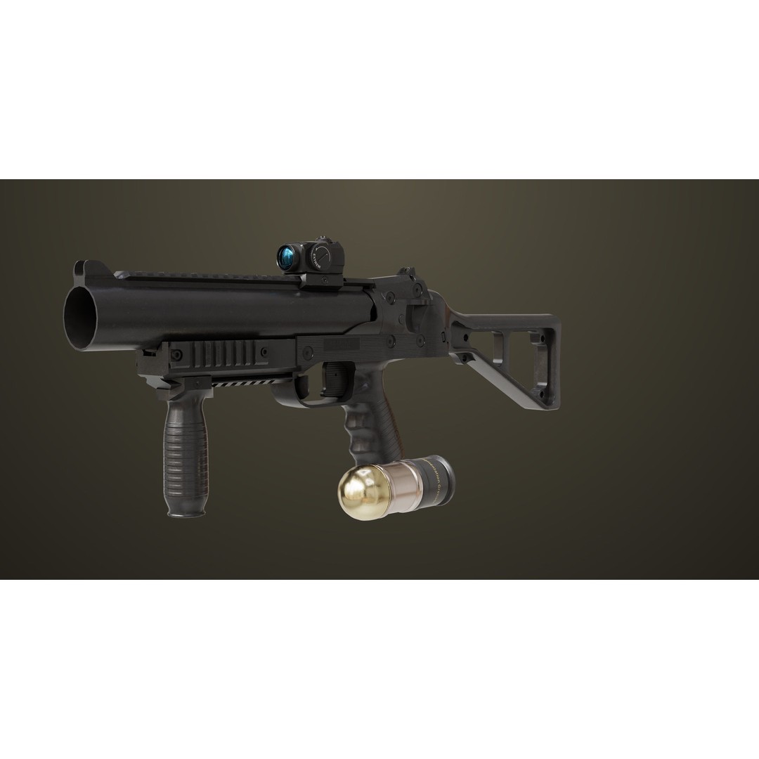 Grenade Launcher 3D Model – Low Poly PBR Game Asset for Unity & Unreal - View 4