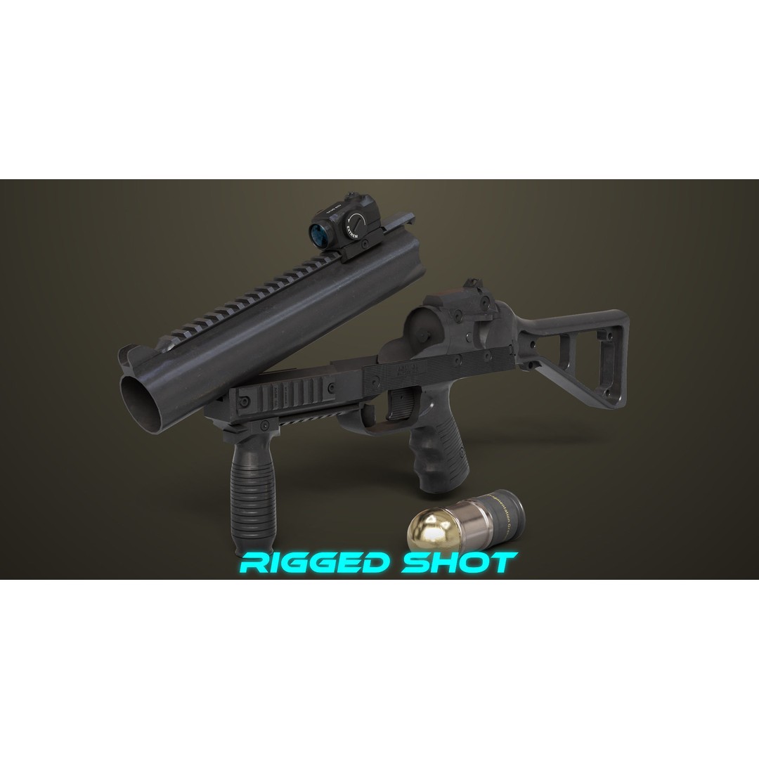 Grenade Launcher 3D Model – Low Poly PBR Game Asset for Unity & Unreal - View 5