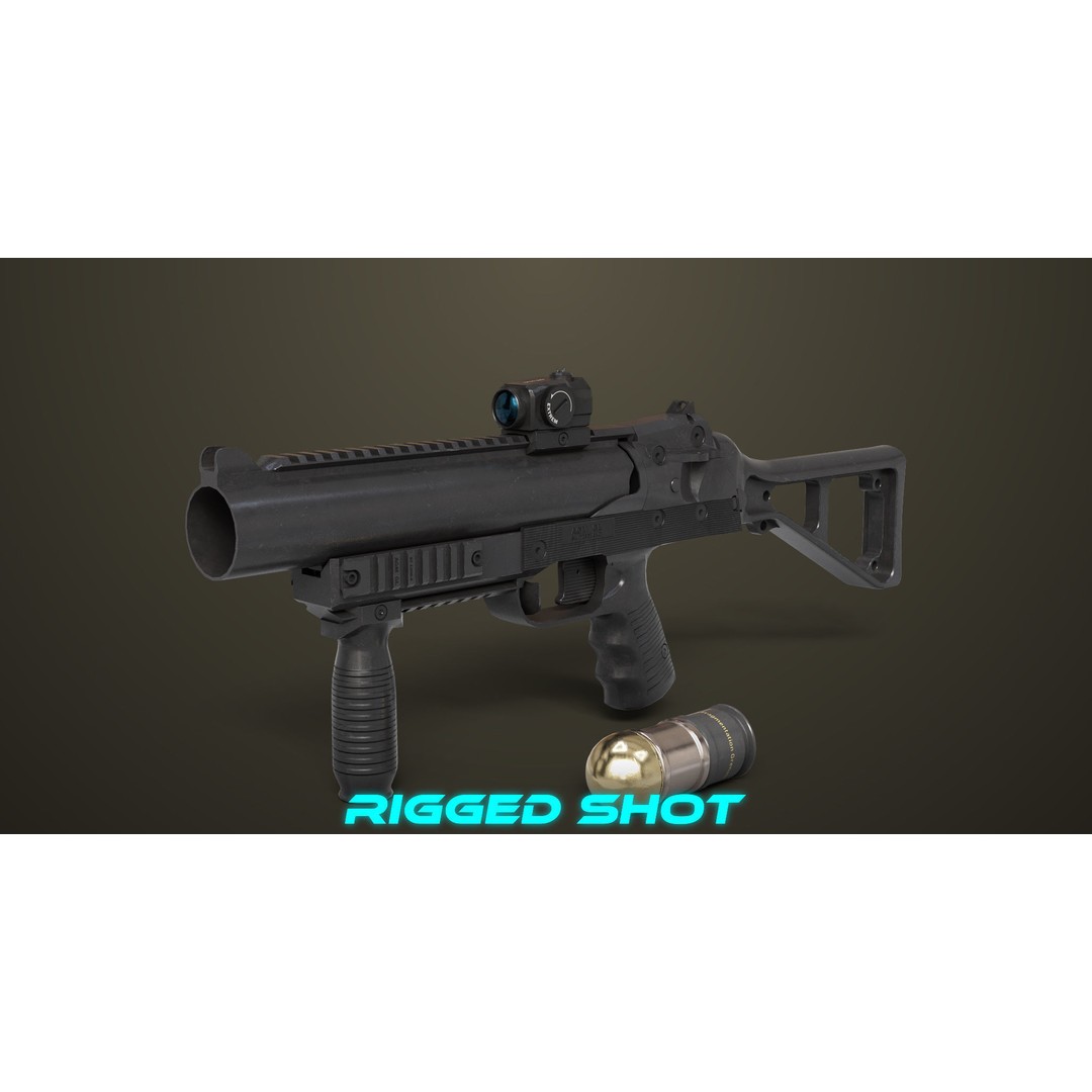 Grenade Launcher 3D Model – Low Poly PBR Game Asset for Unity & Unreal - View 6