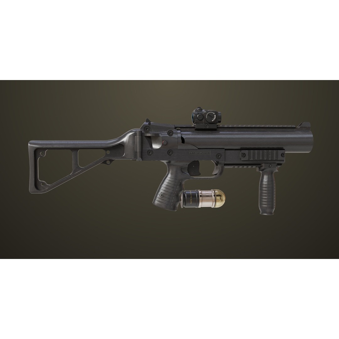 Grenade Launcher 3D Model – Low Poly PBR Game Asset for Unity & Unreal - View 9