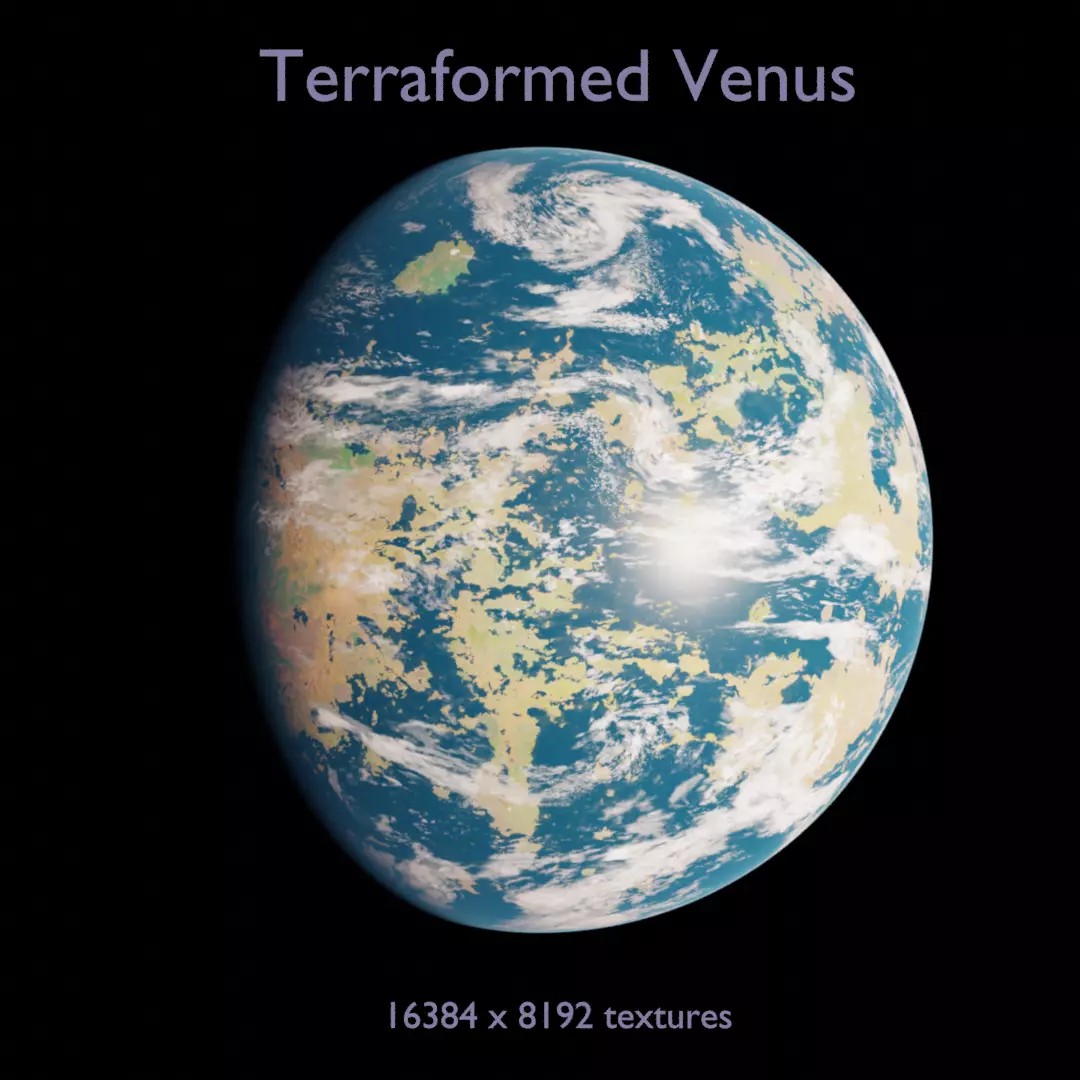 Terraformed Venus 3D Model – Low Poly Planet with 16k Textures, Blender, FBX - View 2