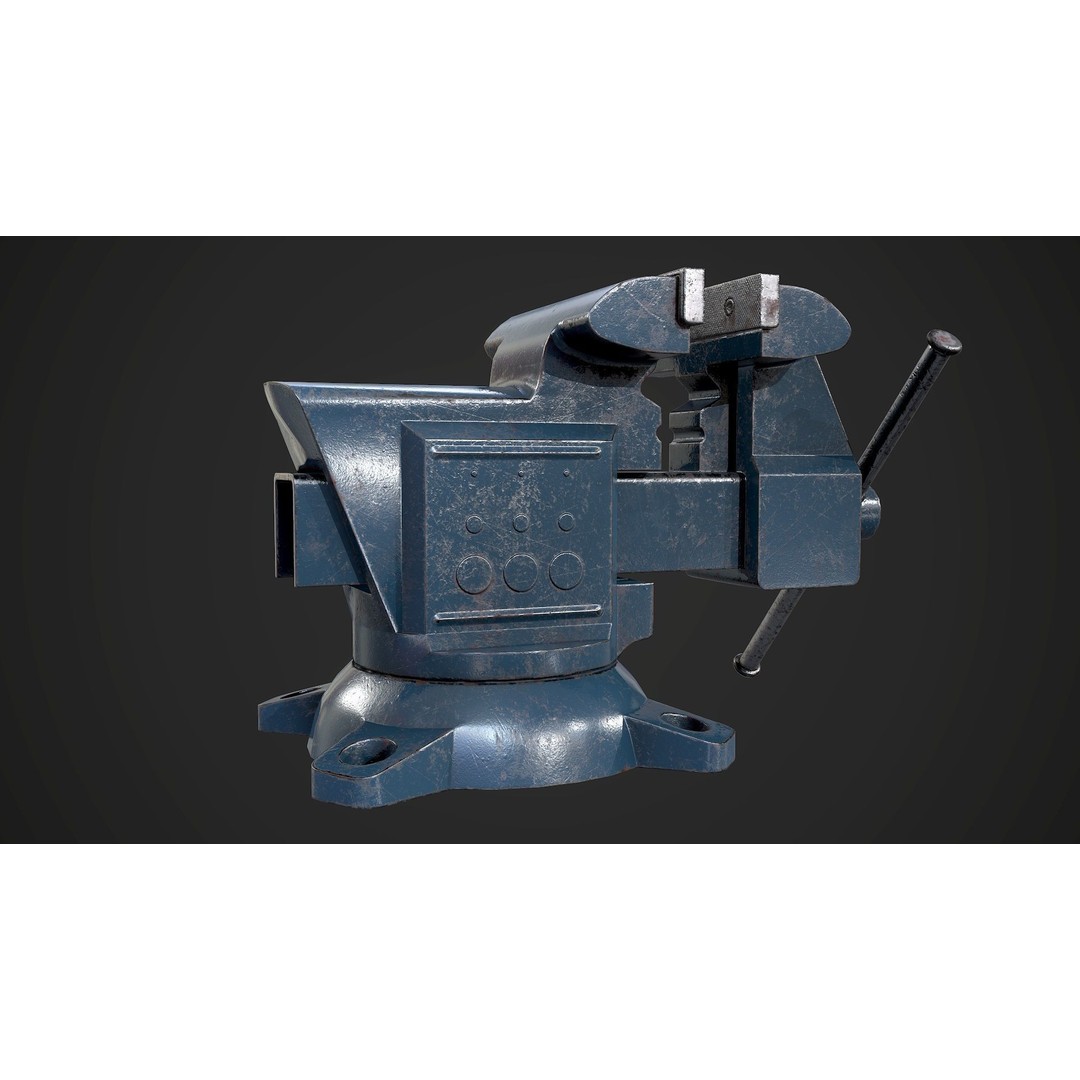 Old Vise 3D Model – Low Poly Game Ready Asset, FBX, OBJ - View 4