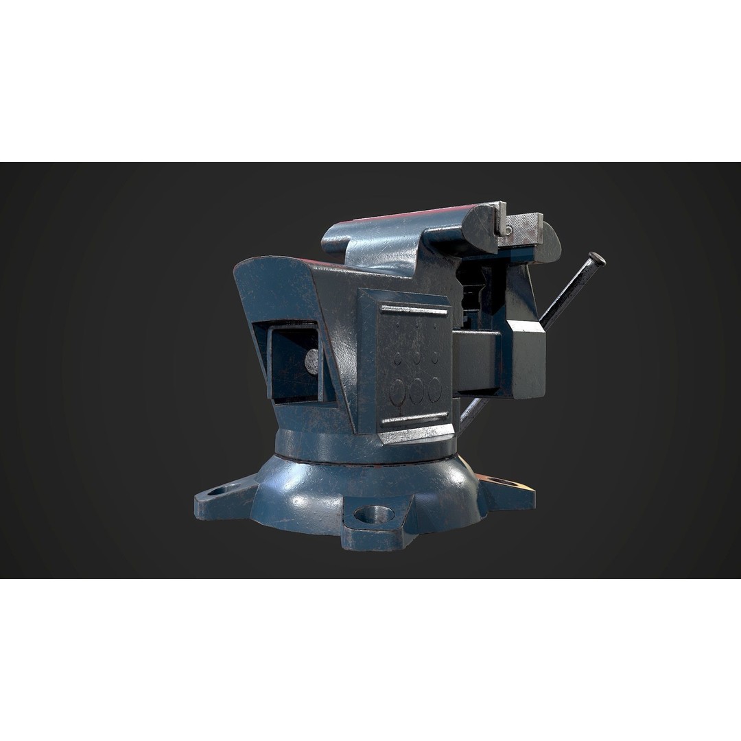 Old Vise 3D Model – Low Poly Game Ready Asset, FBX, OBJ - View 7