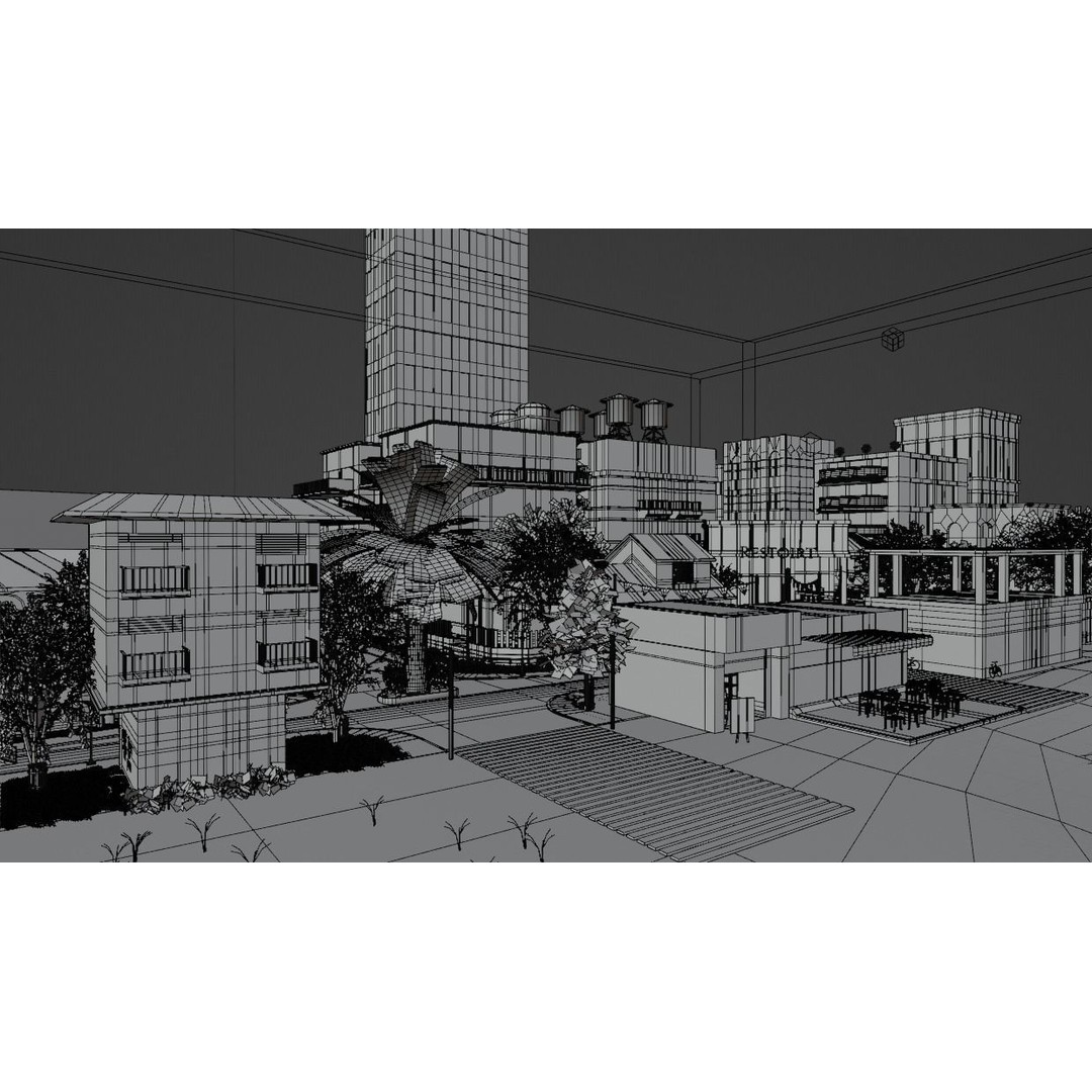 Small Town 3D Model – Low Poly Game Asset with Custom Textures - View 16