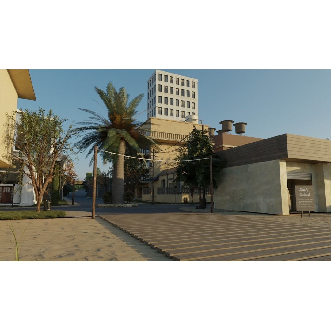 Small Town 3D Model – Low Poly Game Asset with Custom Textures - View 3