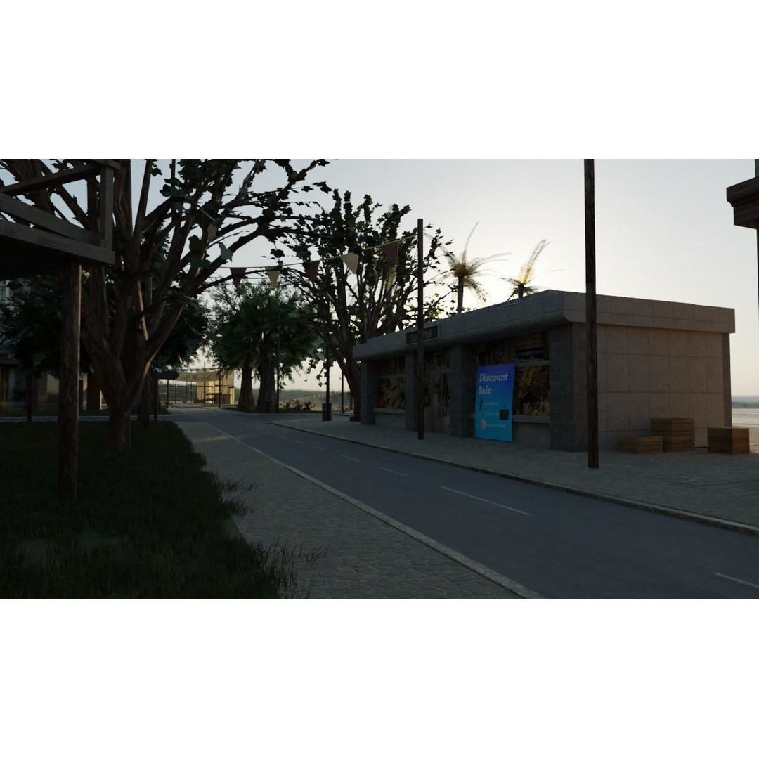 Small Town 3D Model – Low Poly Game Asset with Custom Textures - View 4