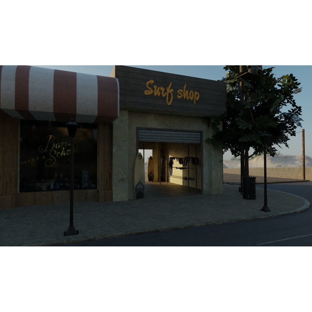 Small Town 3D Model – Low Poly Game Asset with Custom Textures - View 8