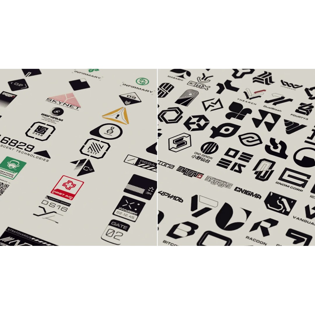 Cyberpunk Decals 3D Model – Unique Sci-Fi Graphics, PNG/JPG - View 5