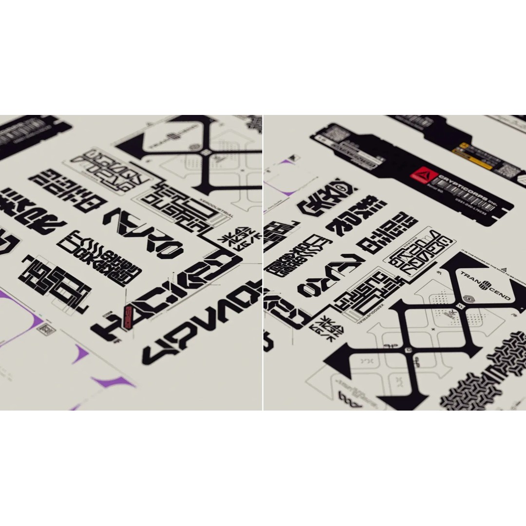 Cyberpunk Decals 3D Model – Unique Sci-Fi Graphics, PNG/JPG - View 6