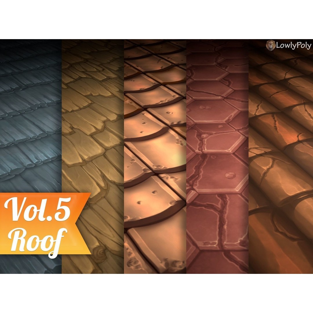 Stylized Roof 3D Model – Hand Painted Texture Pack, PBR Ready - View 8