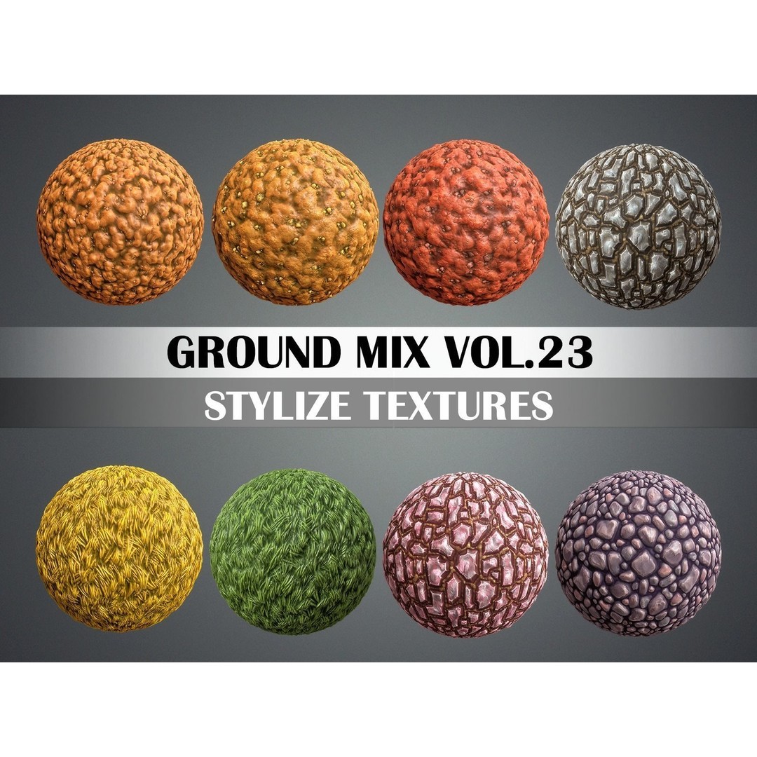 Stylized Ground Mix 3D Model – Hand Painted Textures, PBR, Unity & Unreal Engine - View 3