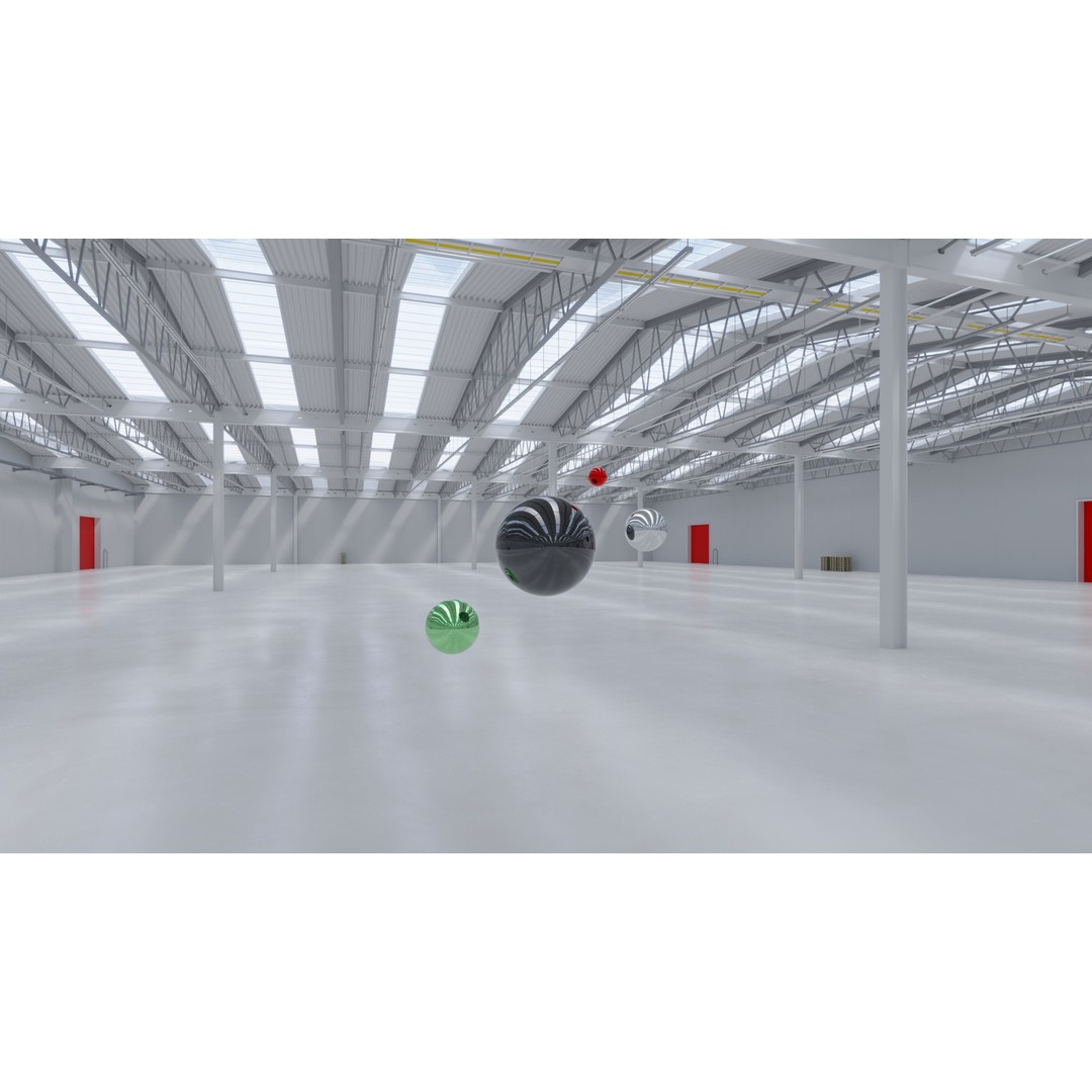 HDRI Warehouse Interior 3D Model – Industrial HDR Texture, 16384x8192