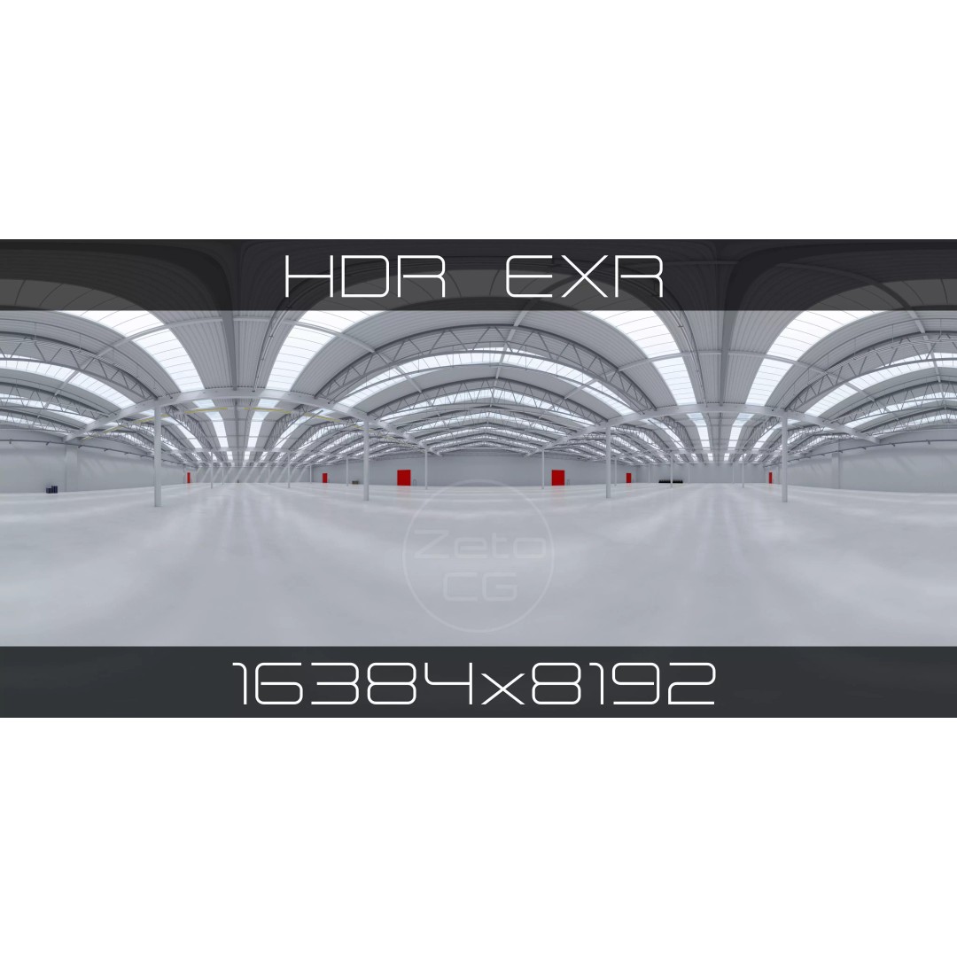HDRI Warehouse Interior 3D Model – Industrial HDR Texture, 16384x8192 - View 2