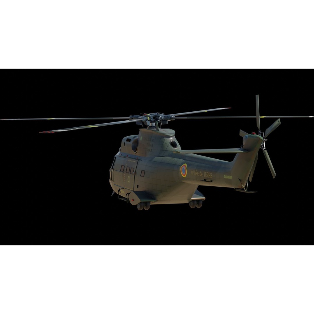Aérospatiale SA 330 Puma 3D Model – Low Poly Military Helicopter, FBX - View 14