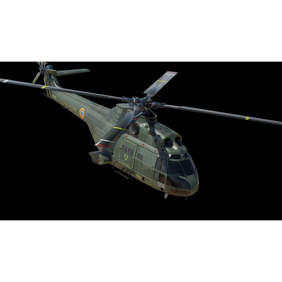 Aérospatiale SA 330 Puma 3D Model – Low Poly Military Helicopter, FBX - View 15