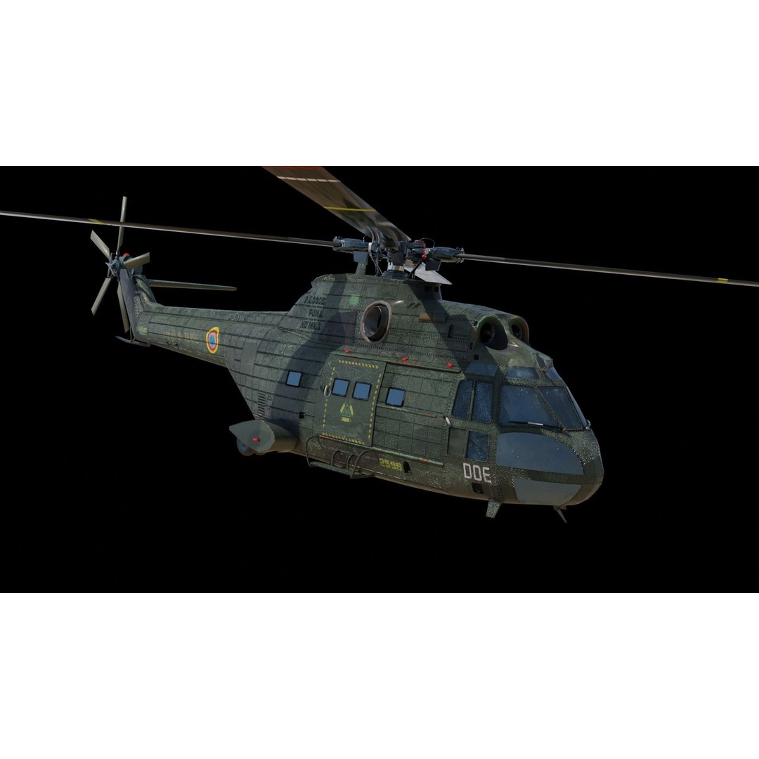 Aérospatiale SA 330 Puma 3D Model – Low Poly Military Helicopter, FBX - View 16