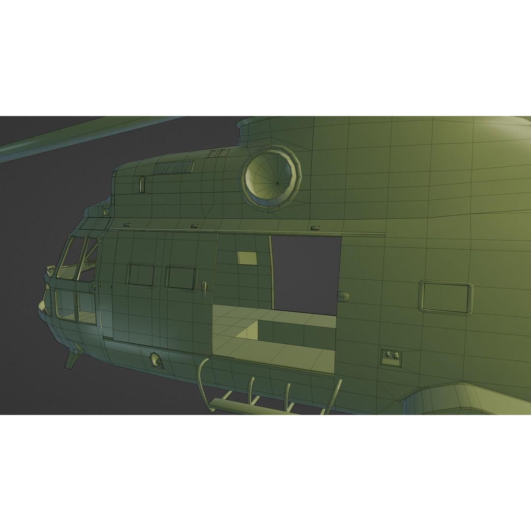 Aérospatiale SA 330 Puma 3D Model – Low Poly Military Helicopter, FBX - View 23