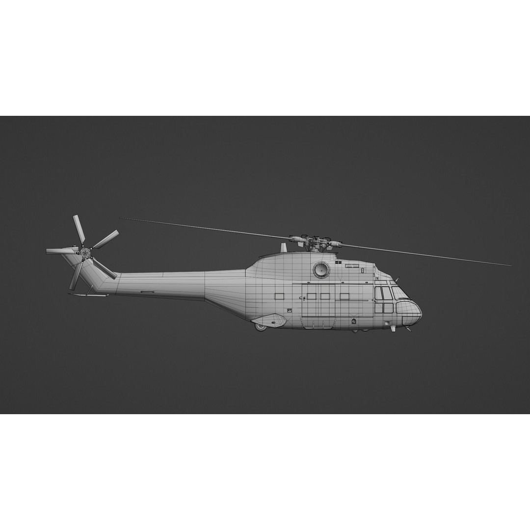 Aérospatiale SA 330 Puma 3D Model – Low Poly Military Helicopter, FBX - View 26