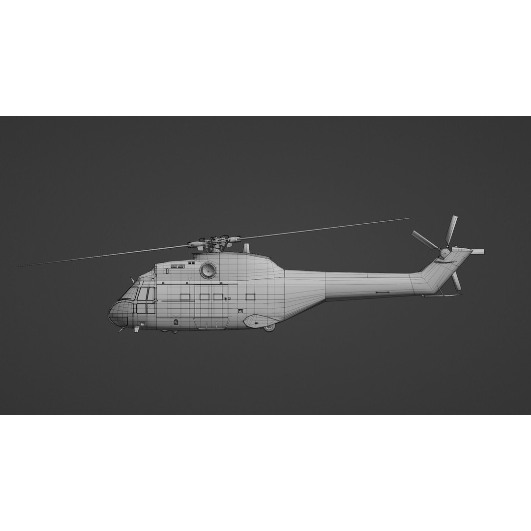 Aérospatiale SA 330 Puma 3D Model – Low Poly Military Helicopter, FBX - View 27