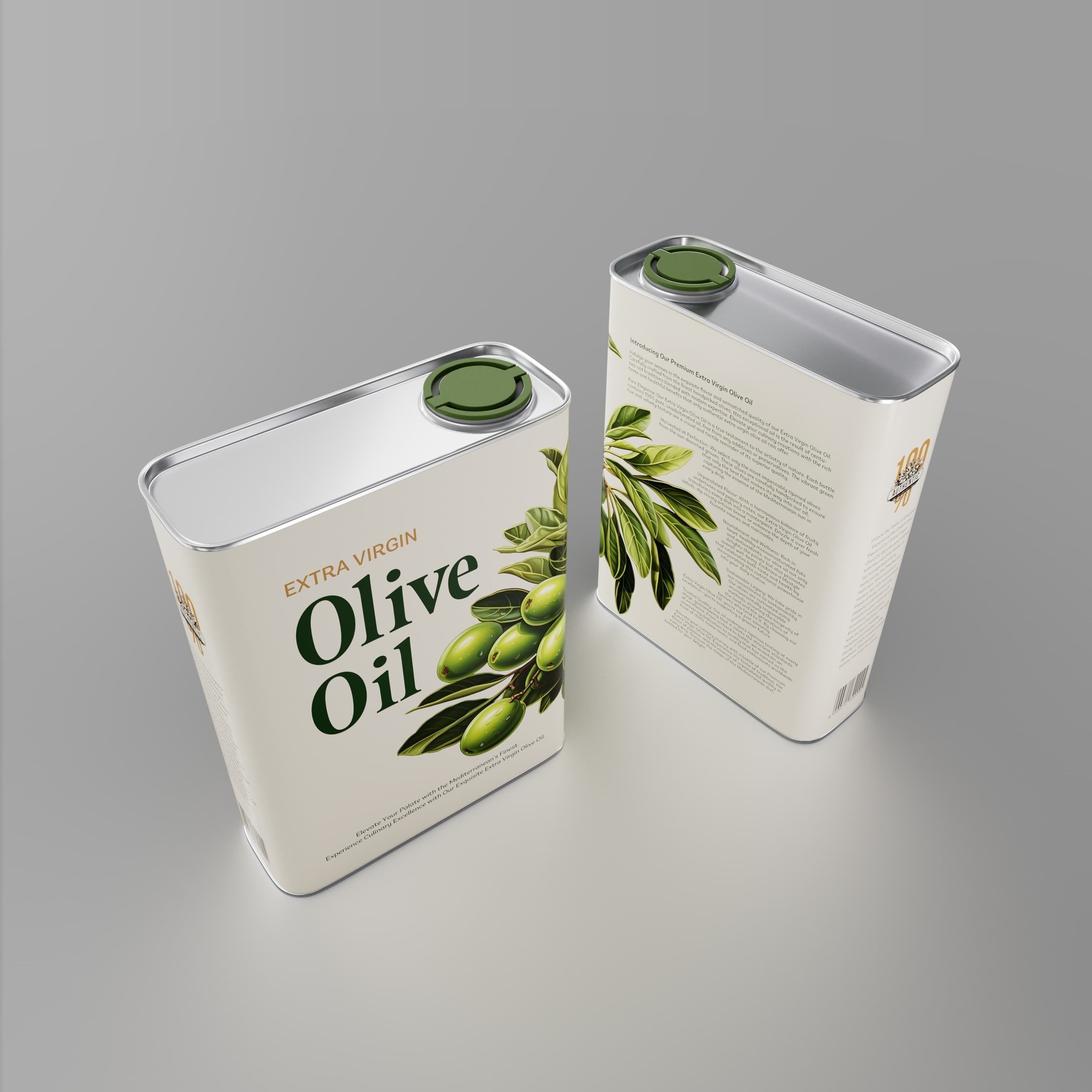 Classic Olive Oil Can - Low-Poly 3D Model - View 3