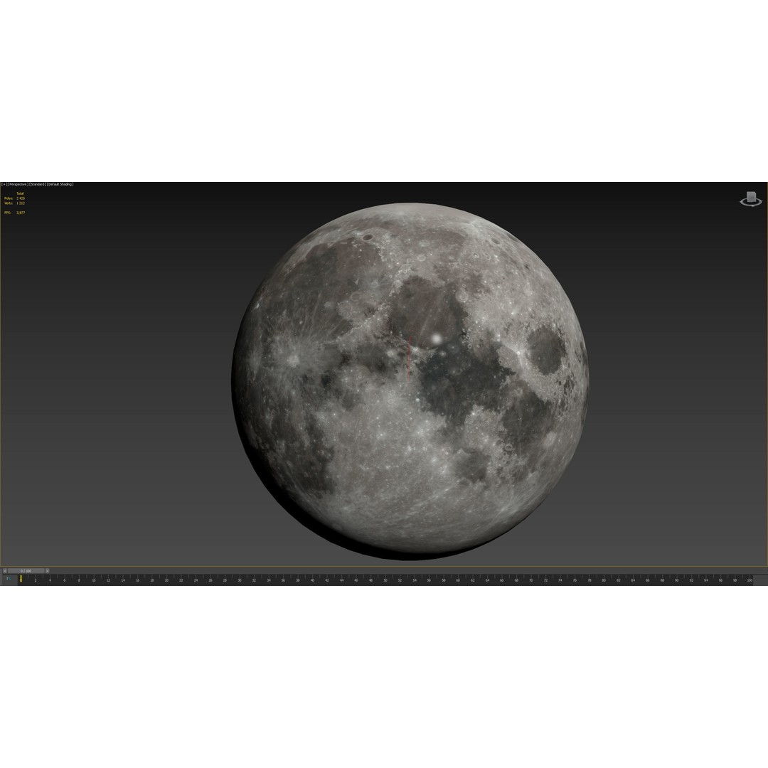 Photorealistic Moon 3D Model – Low Poly Game-Ready Asset, FBX, OBJ - View 11
