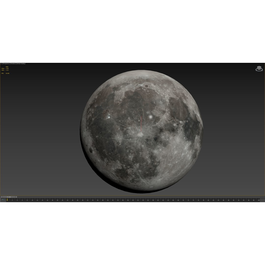 Photorealistic Moon 3D Model – Low Poly Game-Ready Asset, FBX, OBJ - View 12