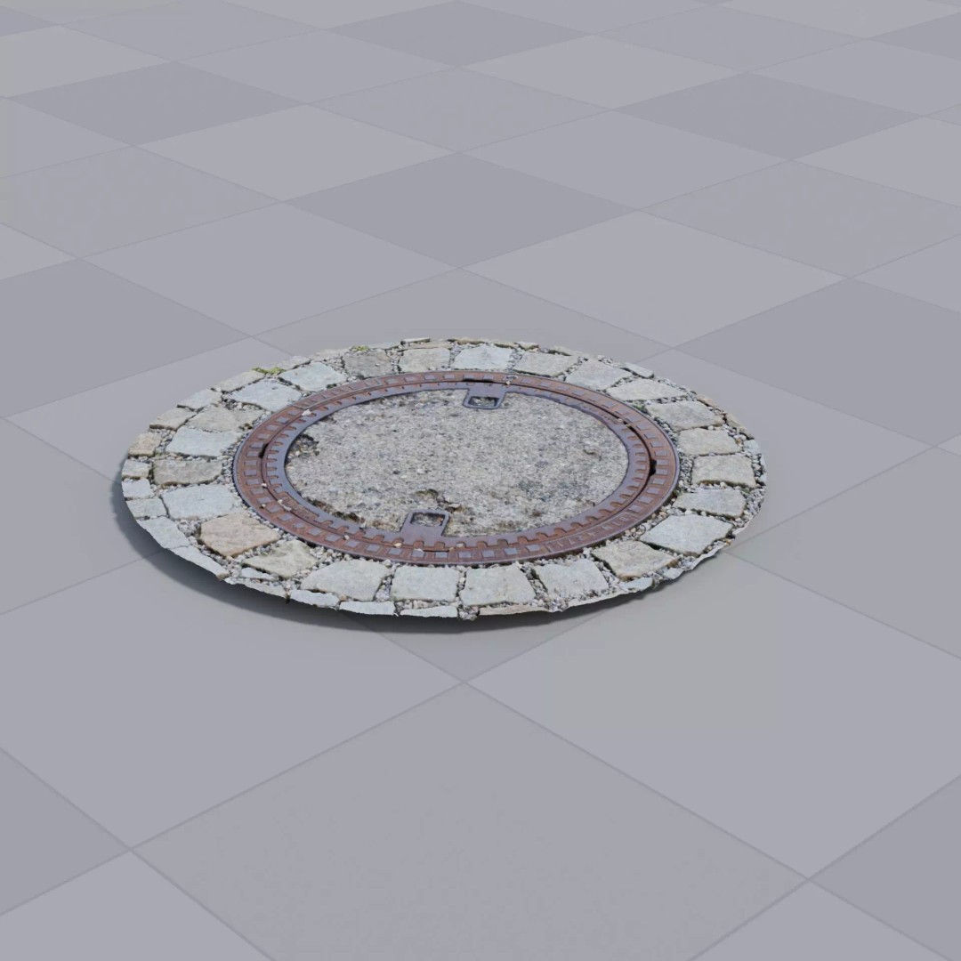 Manhole 3D Model – High Quality Photoscan with PBR Textures - View 2