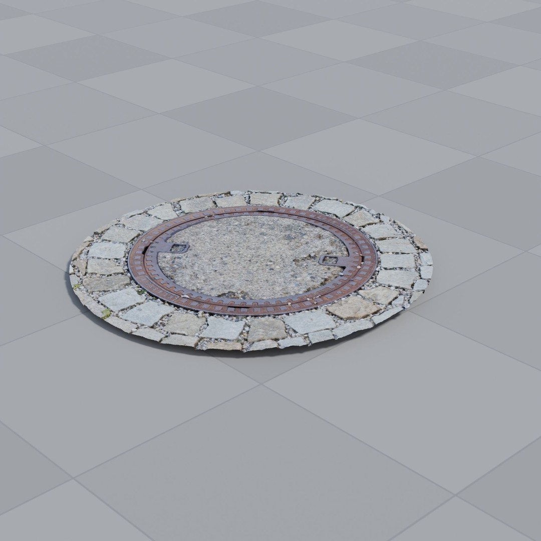 Manhole 3D Model – High Quality Photoscan with PBR Textures - View 3