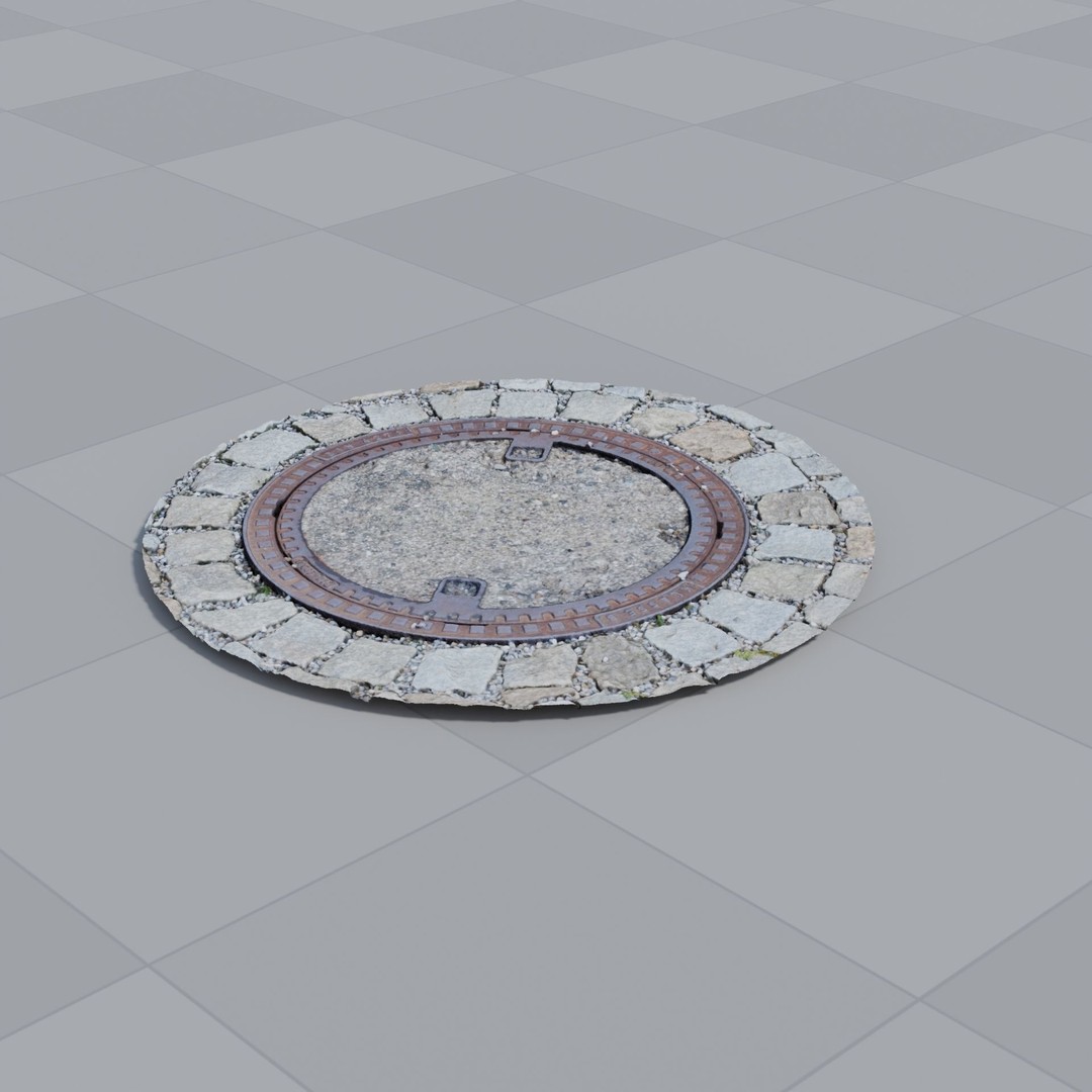 Manhole 3D Model – High Quality Photoscan with PBR Textures - View 4