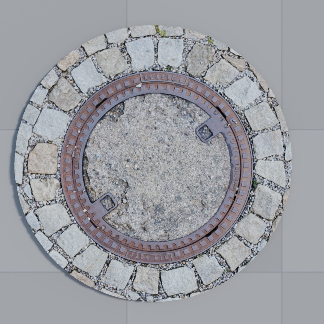 Manhole 3D Model – High Quality Photoscan with PBR Textures - View 6