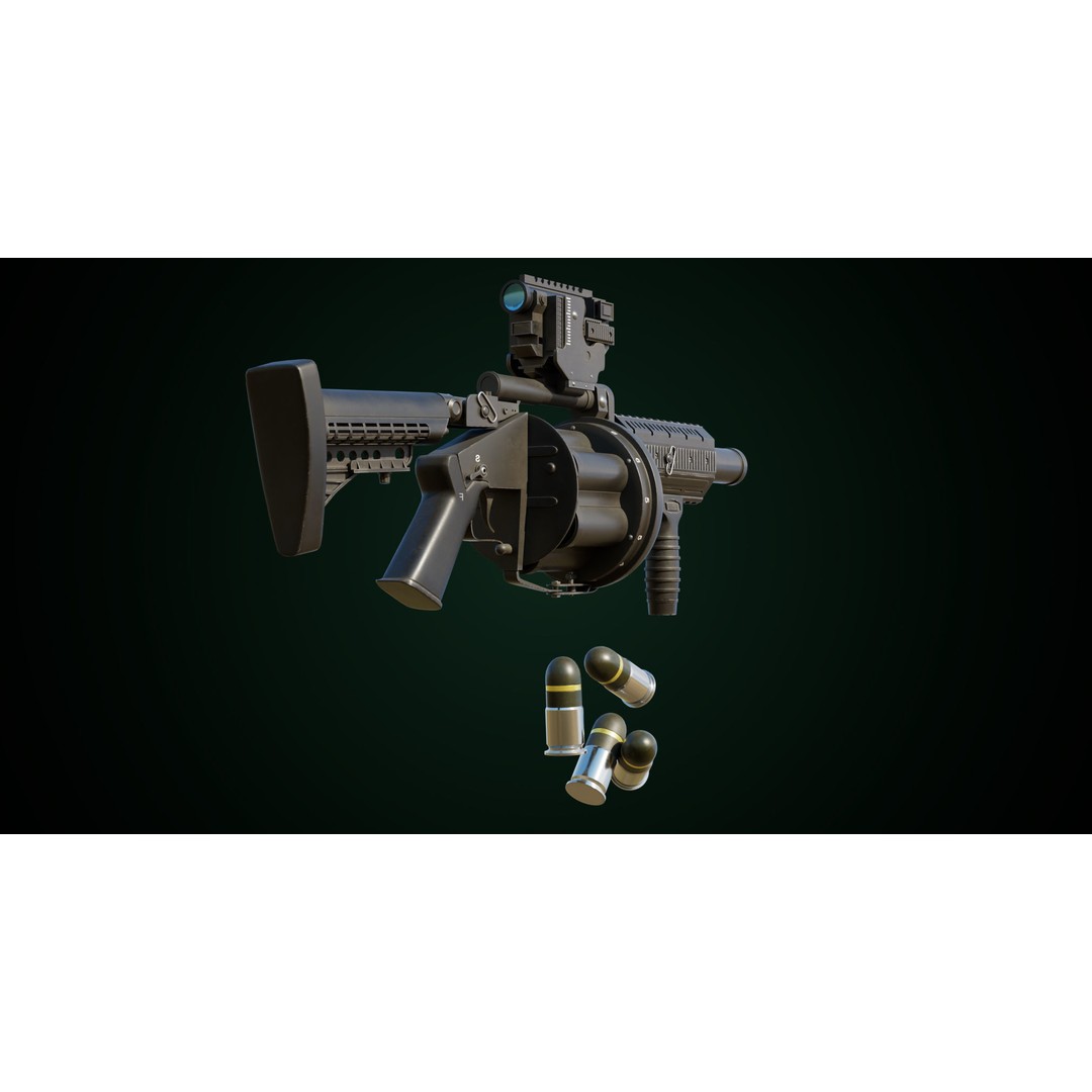 Grenade Launcher 3D Model – Low Poly Game Asset, PBR Textures, FBX - View 10