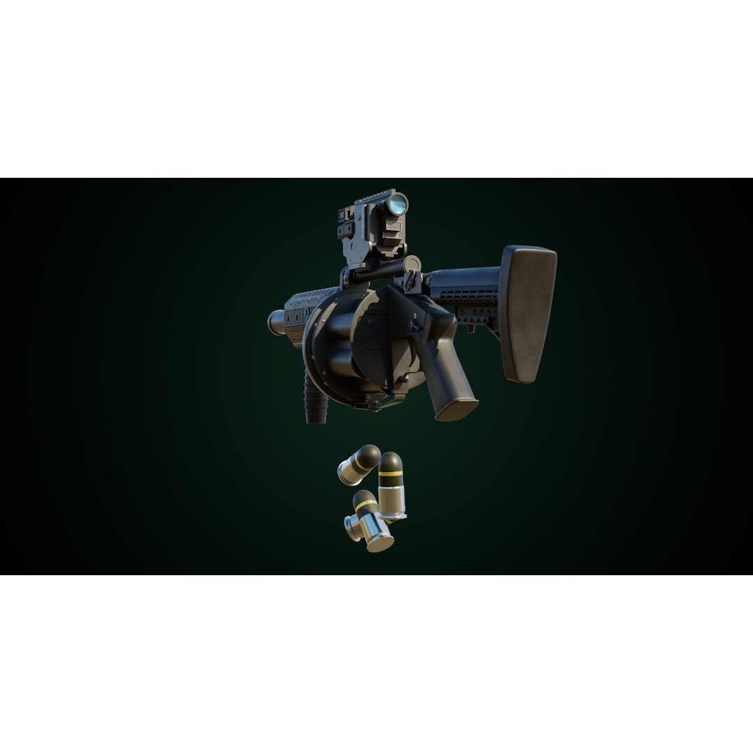 Grenade Launcher 3D Model – Low Poly Game Asset, PBR Textures, FBX - View 11