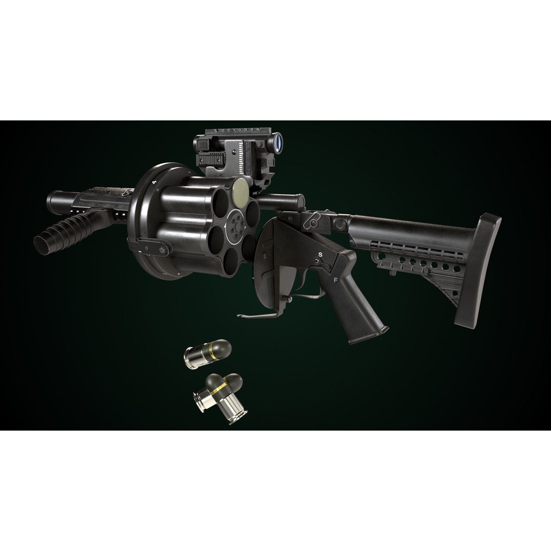 Grenade Launcher 3D Model – Low Poly Game Asset, PBR Textures, FBX - View 15