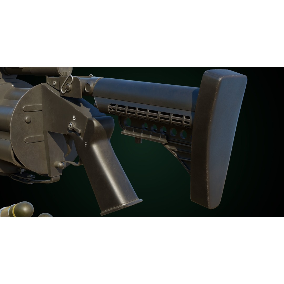 Grenade Launcher 3D Model – Low Poly Game Asset, PBR Textures, FBX - View 17