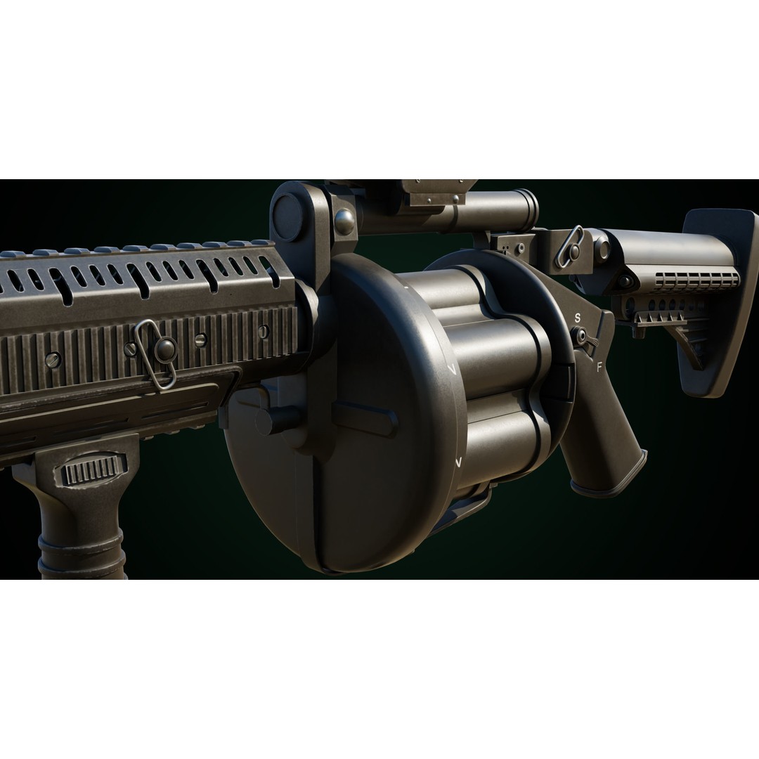 Grenade Launcher 3D Model – Low Poly Game Asset, PBR Textures, FBX - View 18
