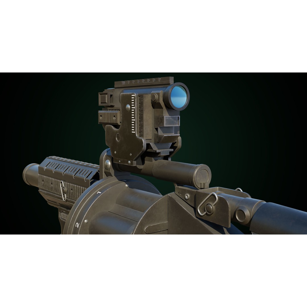 Grenade Launcher 3D Model – Low Poly Game Asset, PBR Textures, FBX - View 20